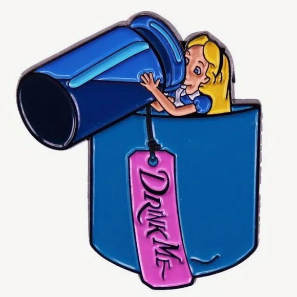 3 for $20**(all individual pins!) Alice in Wonderland “Drink Me” Brooch Pin - Picture 4 of 4